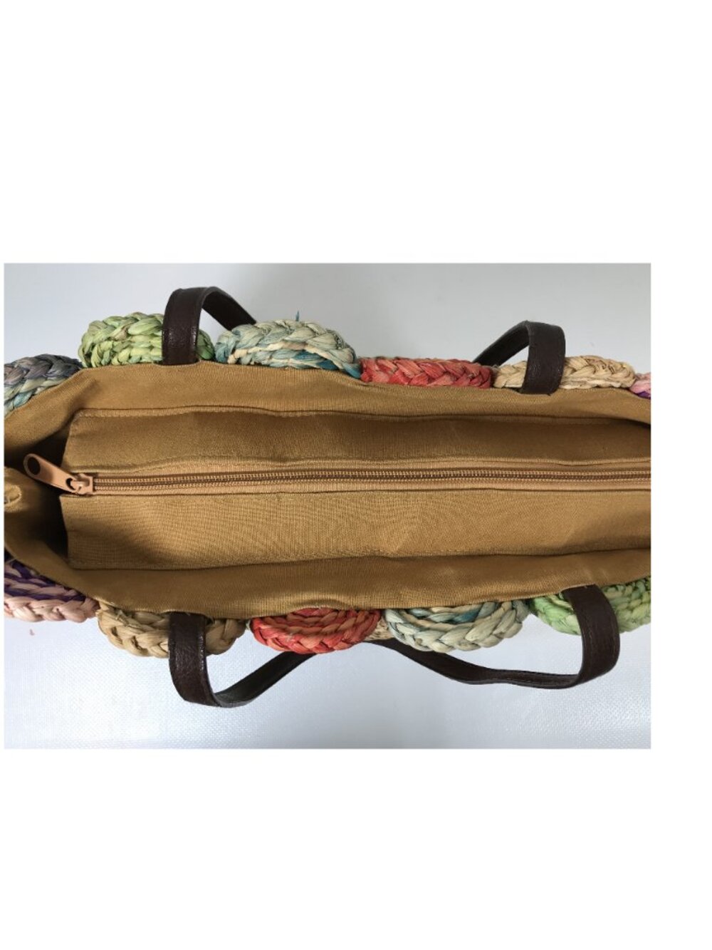 Dorfman Milano Cornhusk Straw Tote Colorful Summer Shoulder Bag Boho Floral - Picture 9 of 13